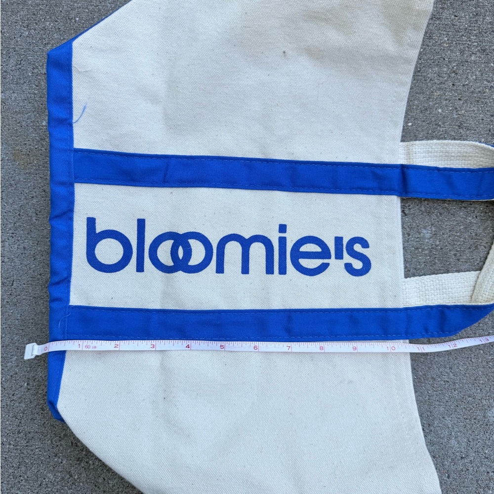 Vintage Bloomie’s Canvas Tote Bag in Cream Blue 15.5” by 10.5” - Picture 7 of 7